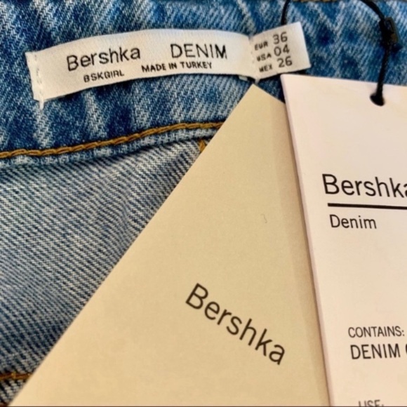 Bershka Distressed Frayed Denim Ribbon Mini Skirt - Picture 5 of 6